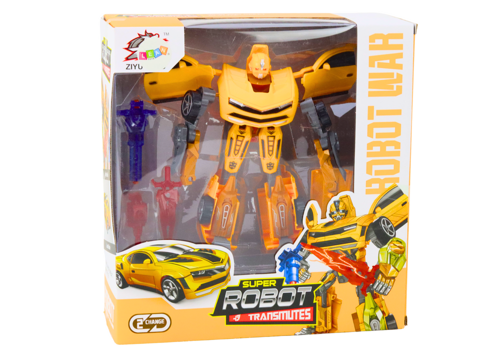 Transformující robot auto 2v1 sportovní žluté s příslušenstvím