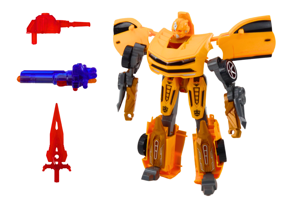 Transformující robot auto 2v1 sportovní žluté s příslušenstvím