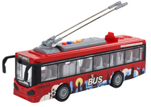 Trolejbus 1:16 s efekty světla a zvuku pohon červený