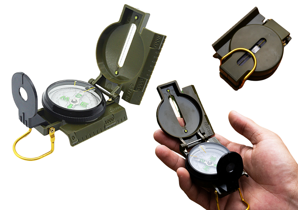 Turistický kompas s pravítkem a fluorescenčními značkami hliníkový