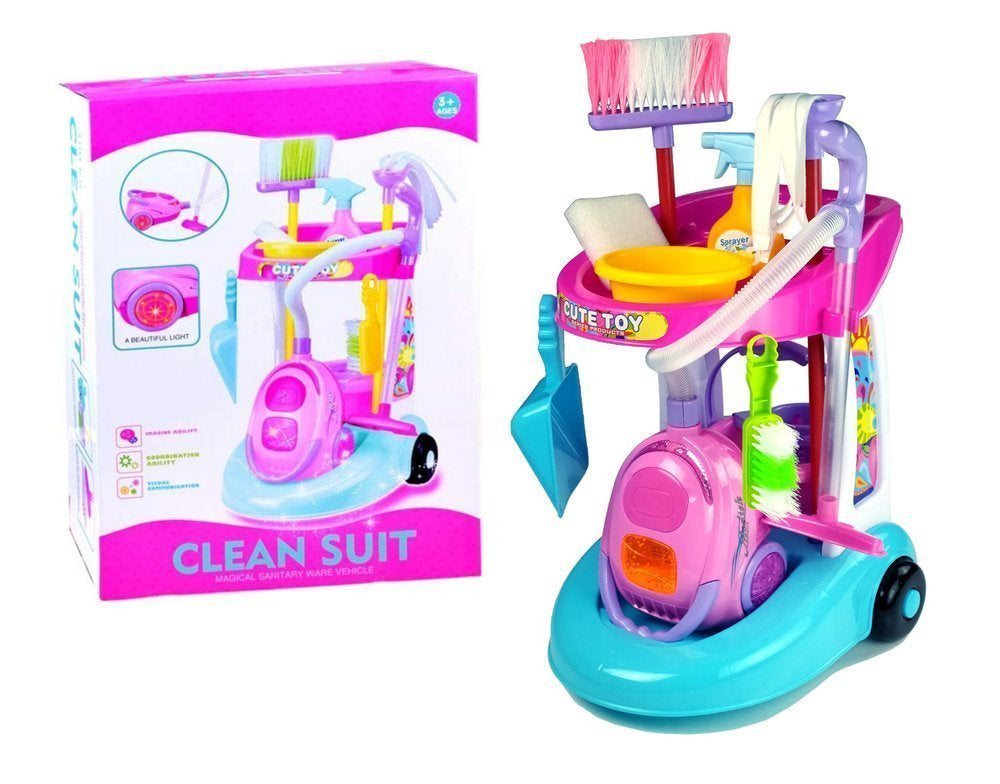 Úklidový set na vozíku s vysavačem pro děti – 60 cm