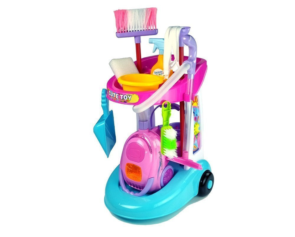 Úklidový set na vozíku s vysavačem pro děti – 60 cm