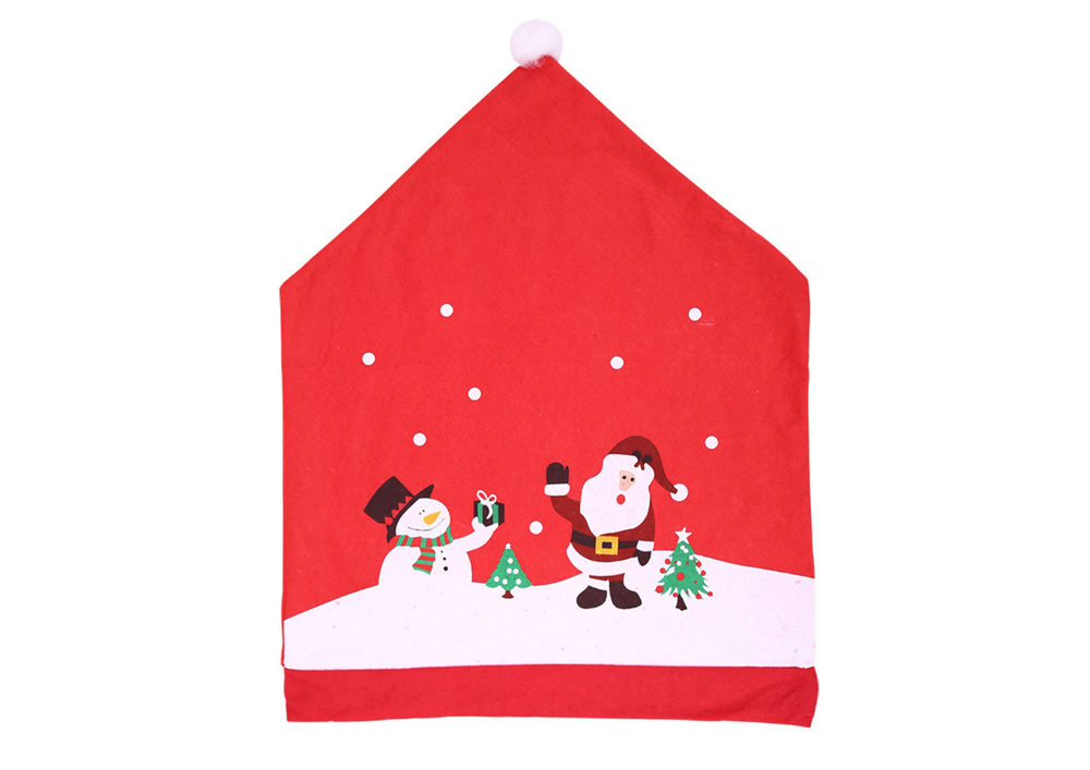 Vánoční potah na židli červený 60x48cm s čepicí a bambulí