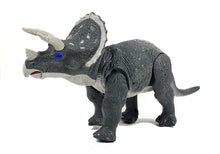 Velký dinosaurus na baterie Triceratops se zvuky a světly šedý
