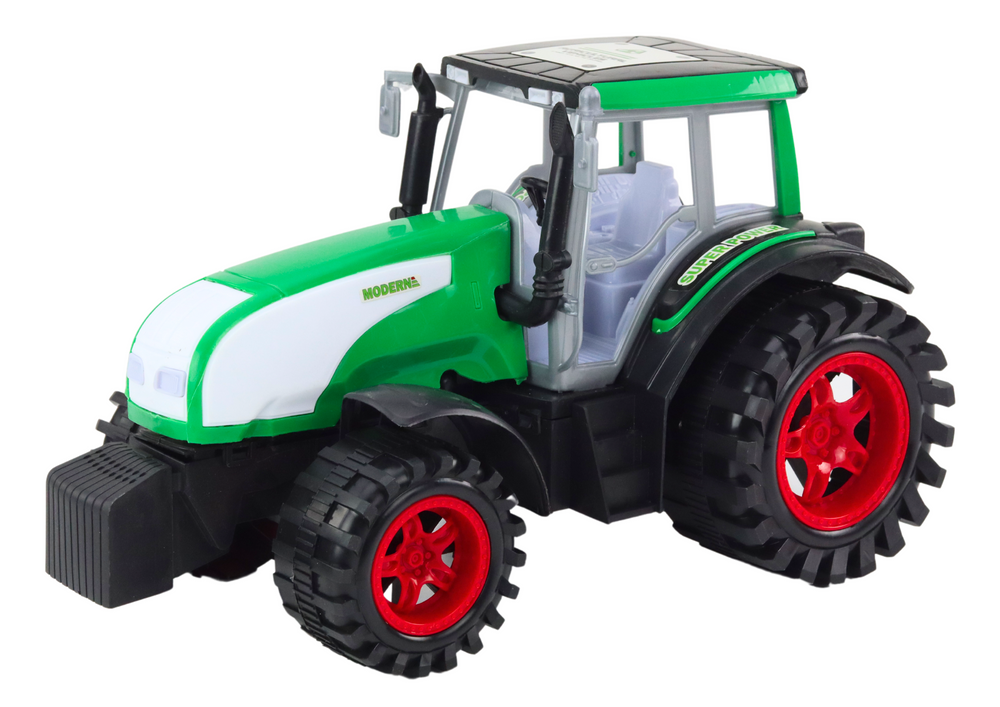 Velký farmářský traktor s pohonem zelený