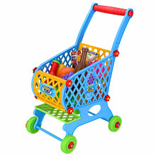 Velký nákupní vozík pro děti s potravinami modrý 52cm