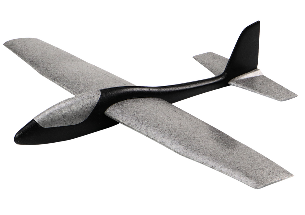 Velký polystyrénový letoun kluzák lehký 68 cm černý