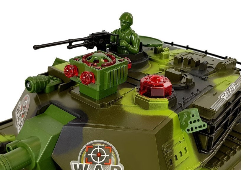 Velký tank na dálkové ovládání 2.4GHz se světly a zvuky zelený