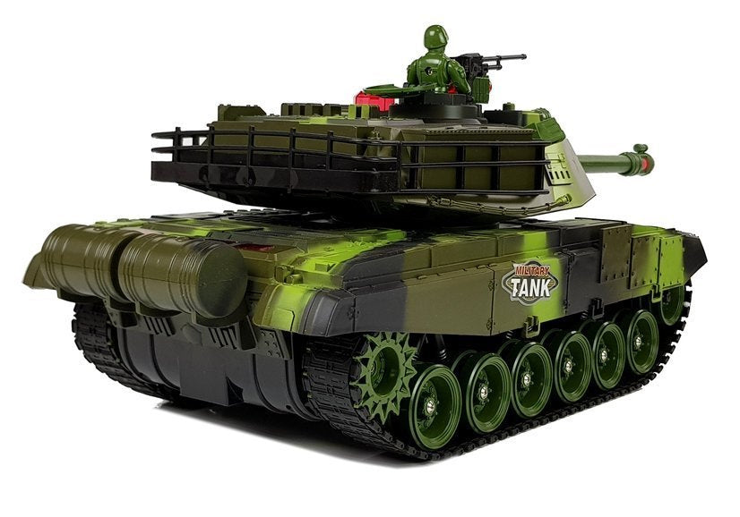Velký tank na dálkové ovládání 2.4GHz se světly a zvuky zelený