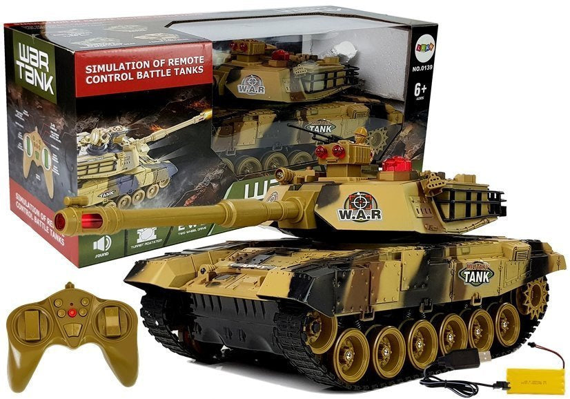Velký tank na dálkové ovládání 2.4GHz se světly a zvuky žlutý