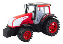 Velký zemědělský traktor s pohonem červený
