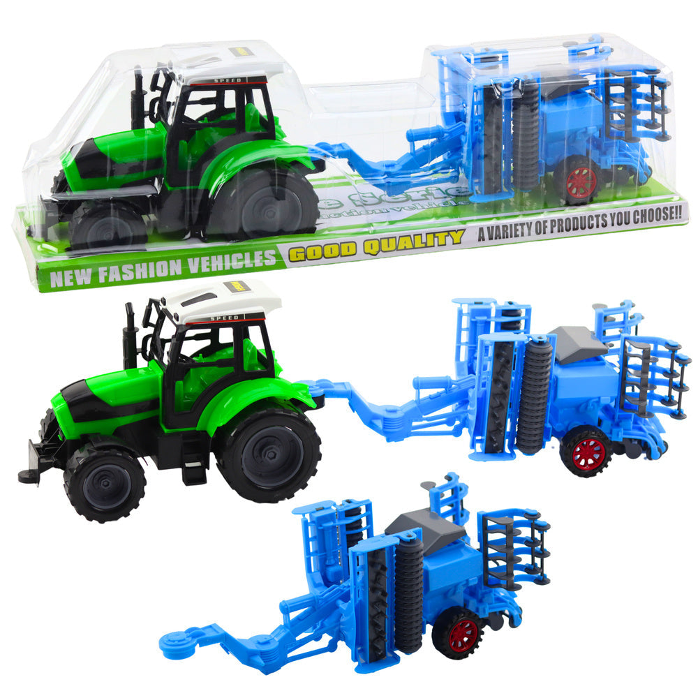 Velký zemědělský traktor s talířovou bránou – pohyblivé prvky