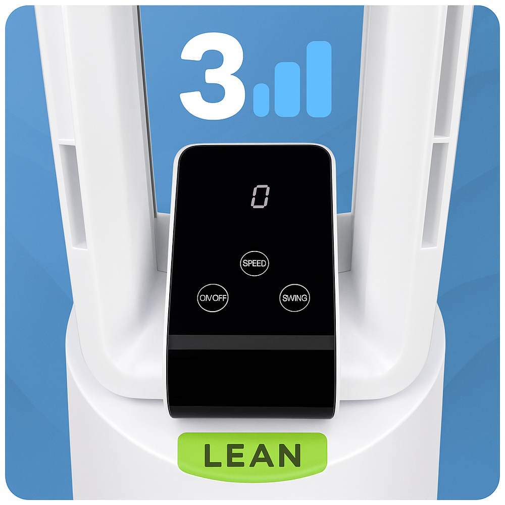 Ventilátor bezlopatkový stojací – s oscilací a LCD displejem