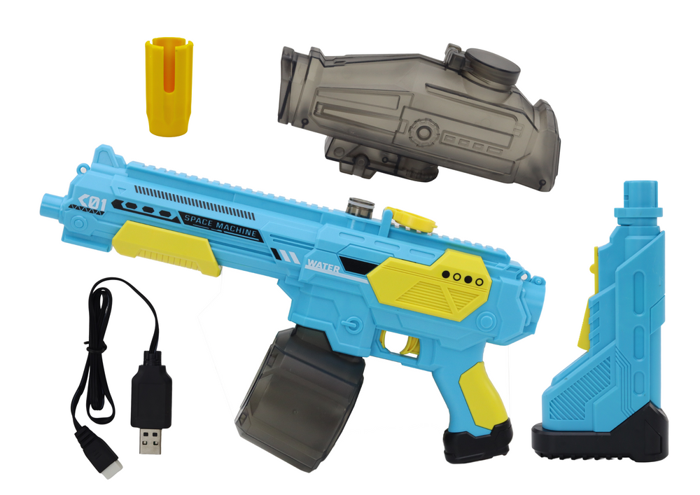 Vodní pistole M416 s akumulátorem – 2 nádrže | modrá