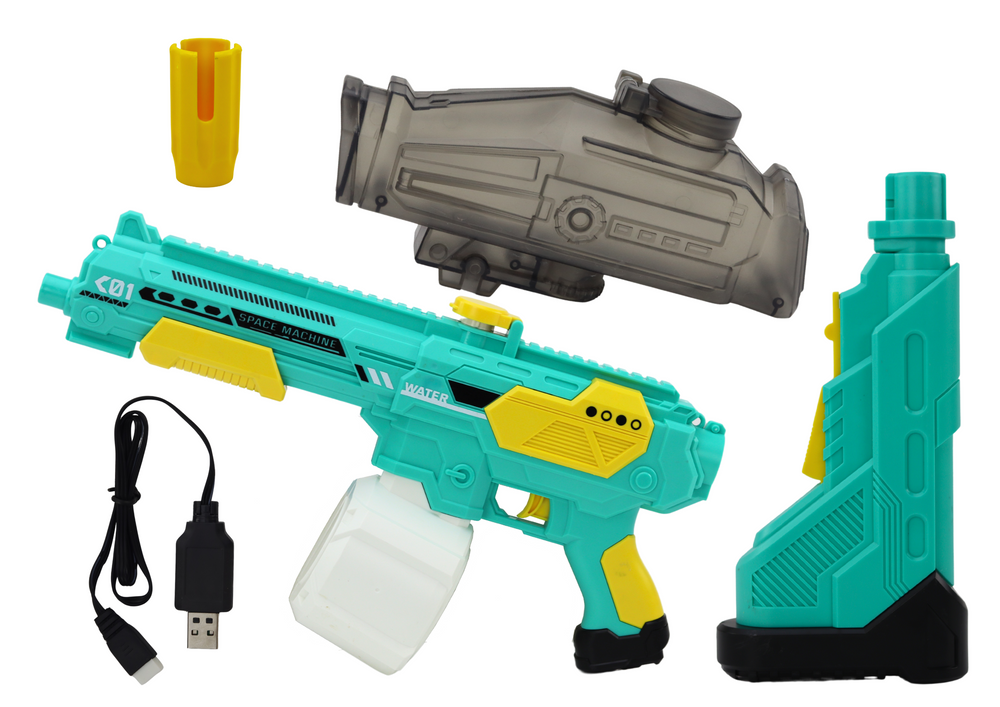 Vodní pistole M416 s akumulátorem – 2 nádrže | zelená
