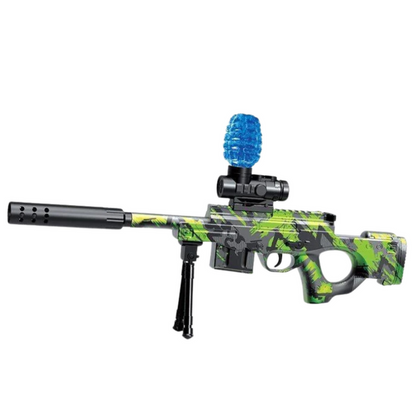 Vodní puška AWM na hydrogelové kuličky – zelená s brýlemi 61cm