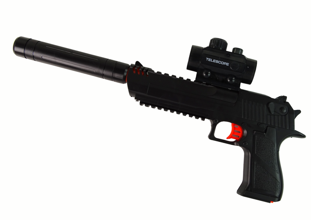 Vodní puška s pistolí a teleskopem – černá s laserem