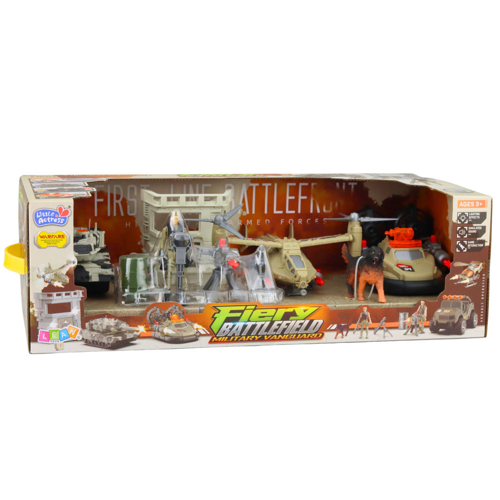 Vojenská sada s helikoptérou, tankem a poduškovcí – Army Set