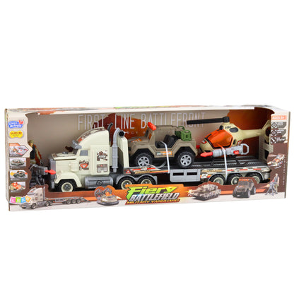 Vojenská sada s nákladákem, helikoptérou a vojáčkem