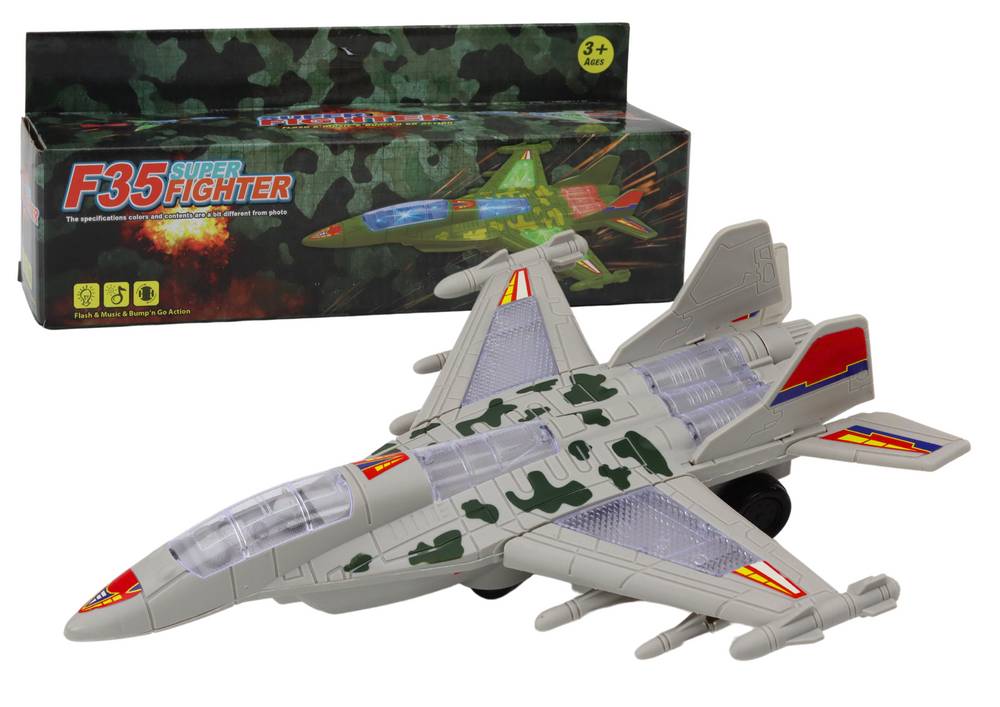 Vojenské stíhací letadlo F35 – se světly a zvuky | šedé