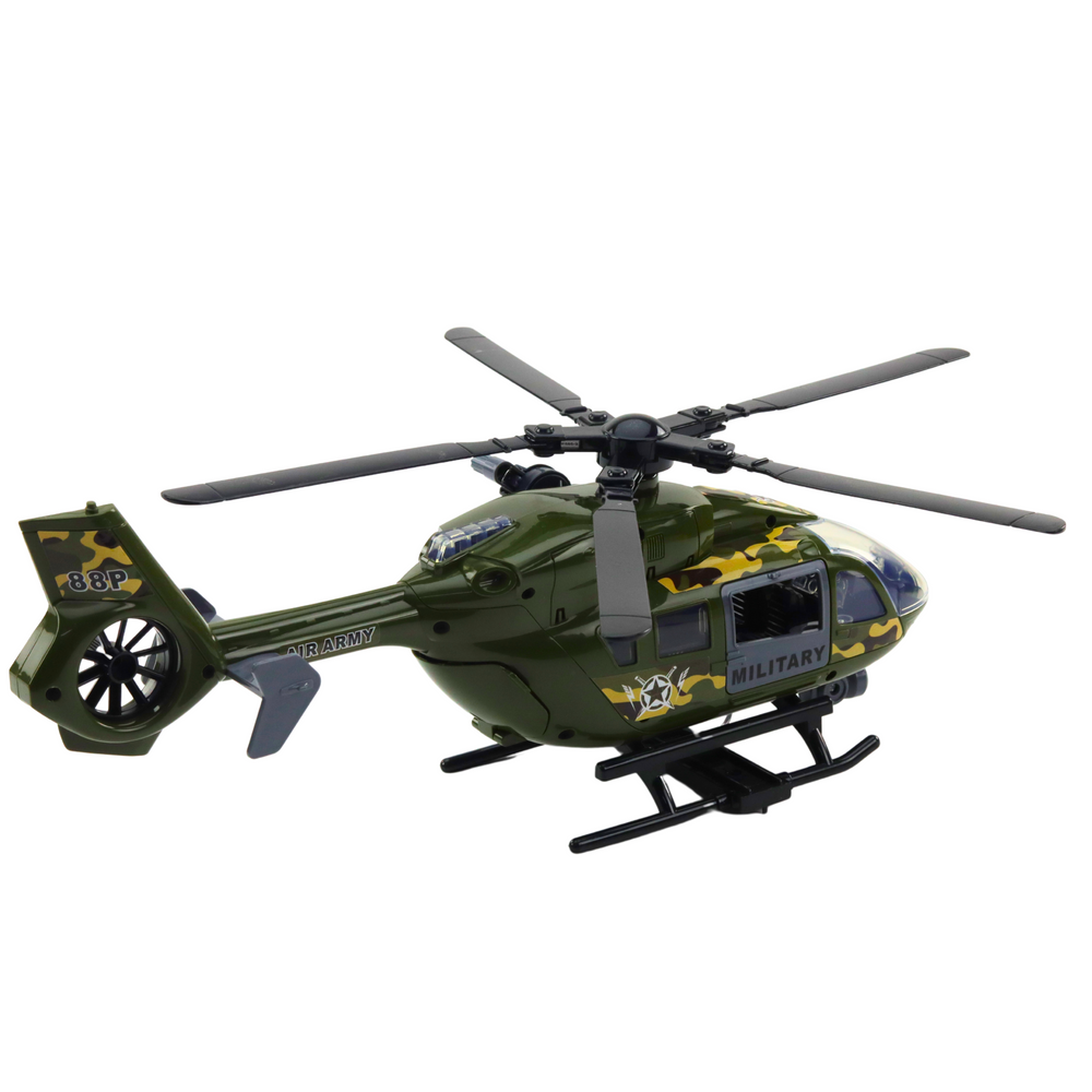 Vojenský helikopter s hákem a nosítky světla zvuky 1:12