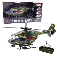 Vojenský helikopter s hákem a nosítky světla zvuky 1:12