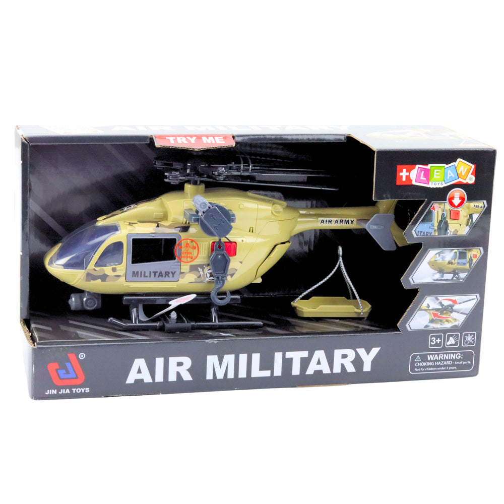 Vojenský helikopter s hákem a nosítky světla zvuky 1:14