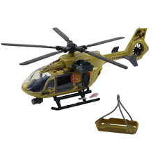 Vojenský helikopter s hákem a nosítky světla zvuky 1:14