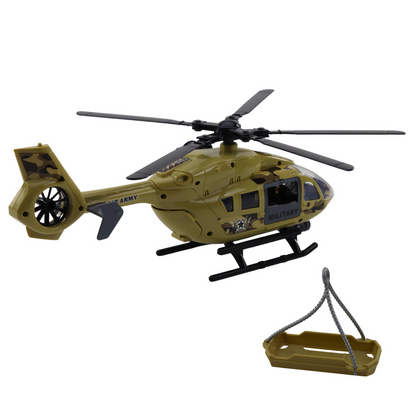 Vojenský helikopter s hákem a nosítky světla zvuky 1:14