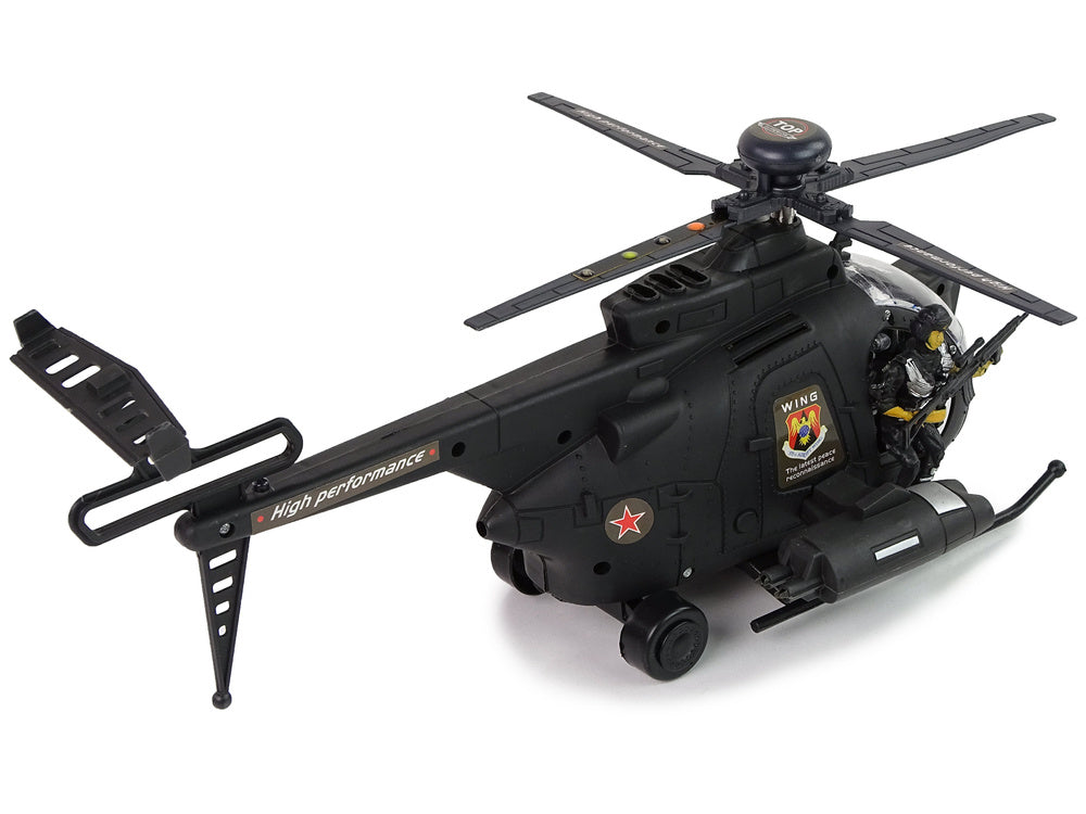 Vojenský helikoptér se světly a zvuky – na baterie | černý