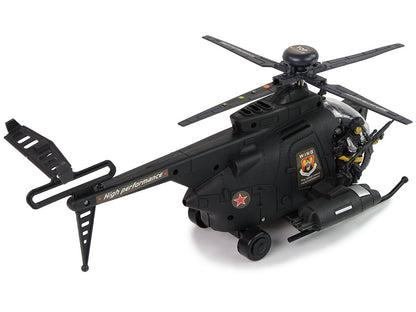 Vojenský helikoptér se světly a zvuky – na baterie | černý