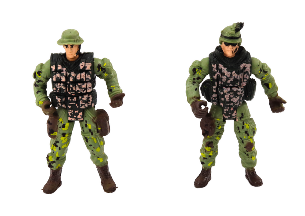 Vojenský set s bojovou lodí helikoptérou a vojáky se zvuky