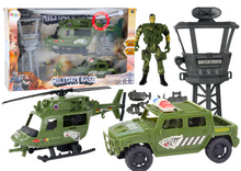 Vojenský set s helikoptérou – bojové vozidlo a věž | hračka