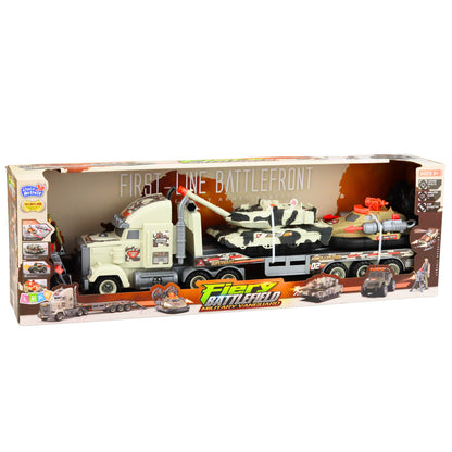 Vojenský set s kamionem, tankem a vznášedlem – 3 vozidla