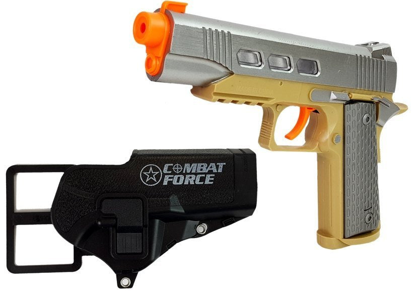 Vojenský set s pistolí nožem dalekohledem sluchátky píšťalkou vysílačkou světle zelený