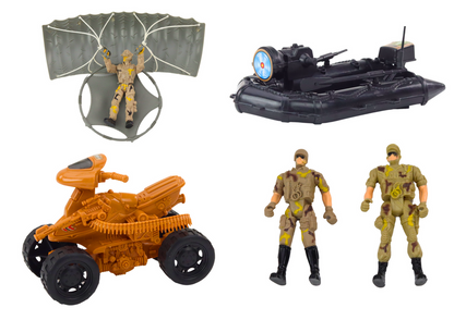 Vojenský set tank helikoptéra spadochronář se zvuky a světly