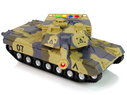Vojenský tank 1:16 – se zvuky a světly | maskáčový hnědý