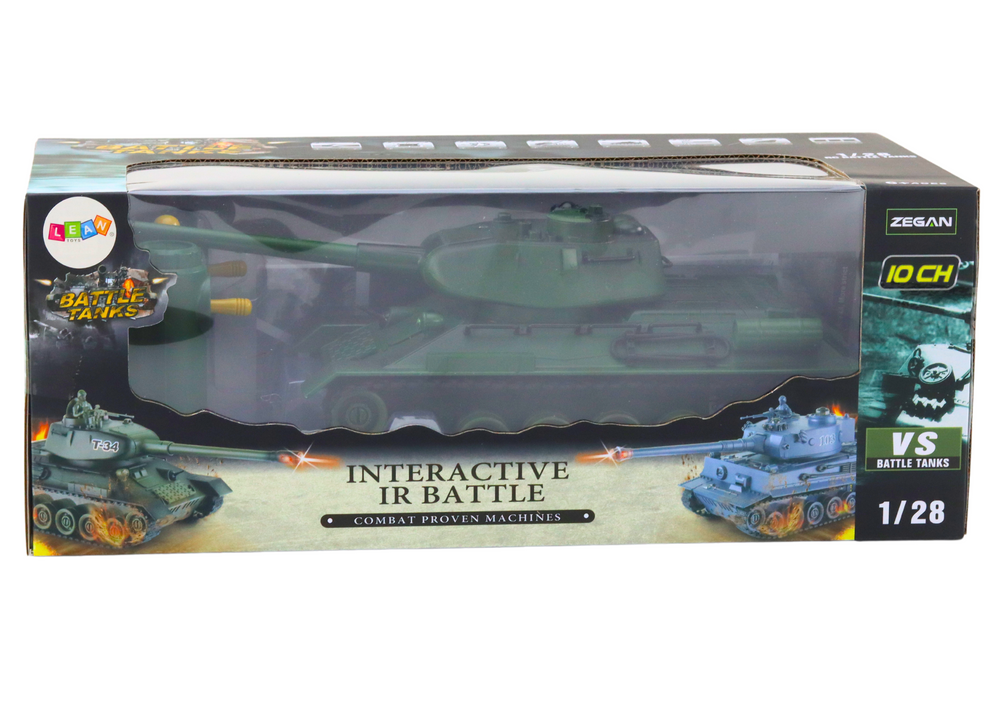Vojenský tank na dálkové ovládání RC 1:28 otočná věž zelený