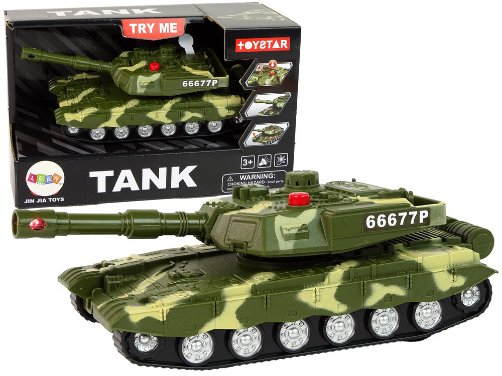 Vojenský tank s třecím pohonem zvuky a světly