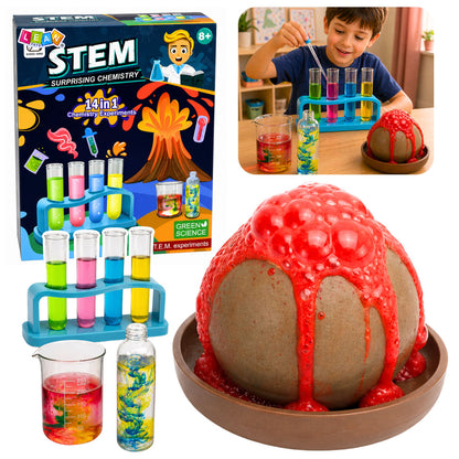 Vzdělávací chemická sada Malý chemik 14v1 s experimenty sopky