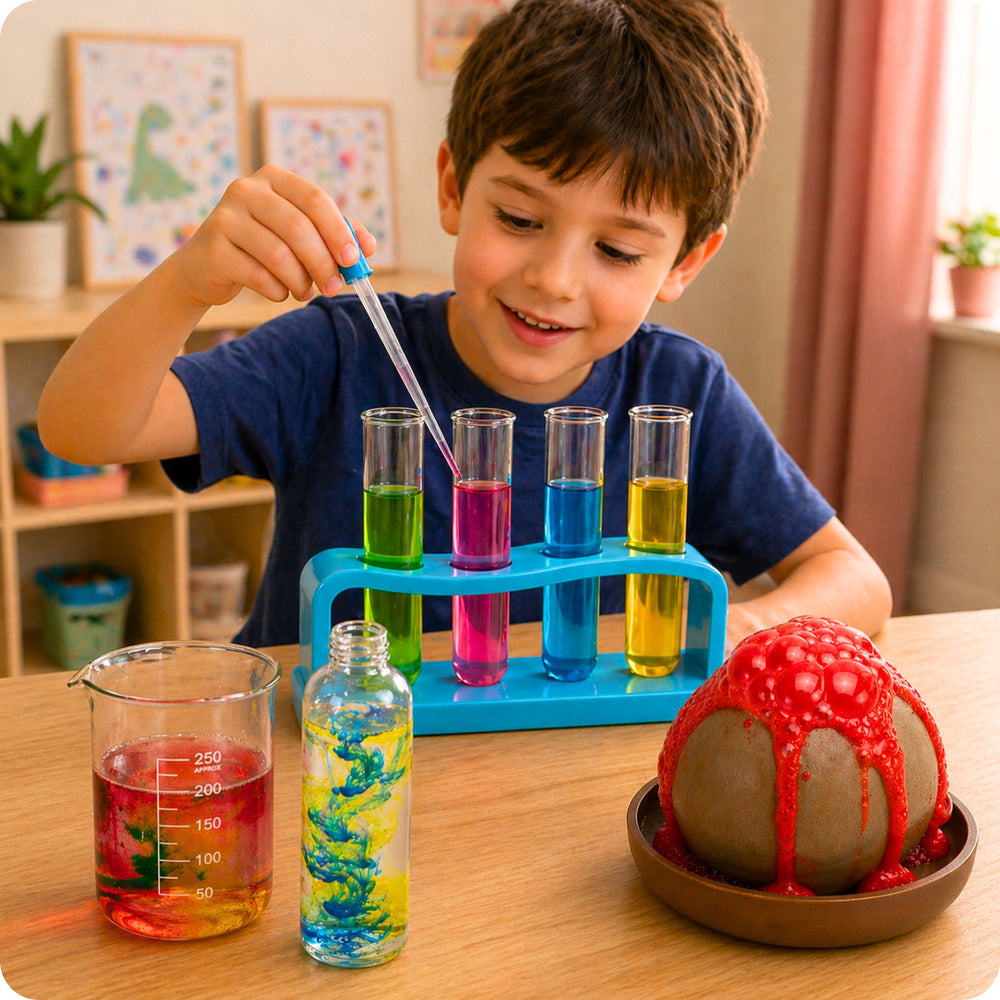Vzdělávací chemická sada Malý chemik 14v1 s experimenty sopky
