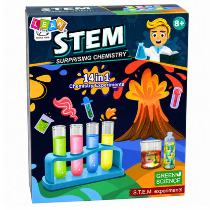 Vzdělávací chemická sada Malý chemik 14v1 s experimenty sopky