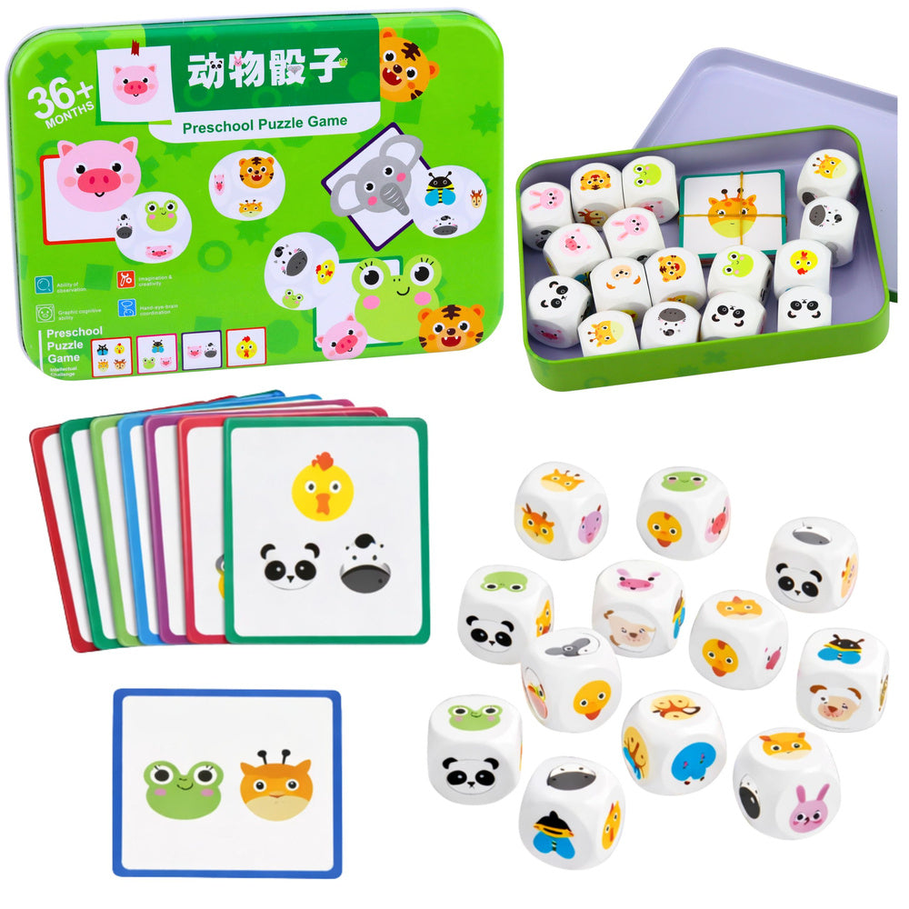 Vzdělávací hra Dopasuj zvířátka s dřevěnými kostkami