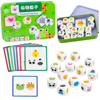 Vzdělávací hra Dopasuj zvířátka s dřevěnými kostkami