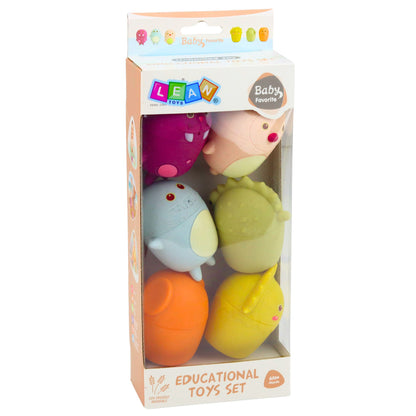 Vzdělávací hračky do koupele gumové figurky pastelové 6 ks