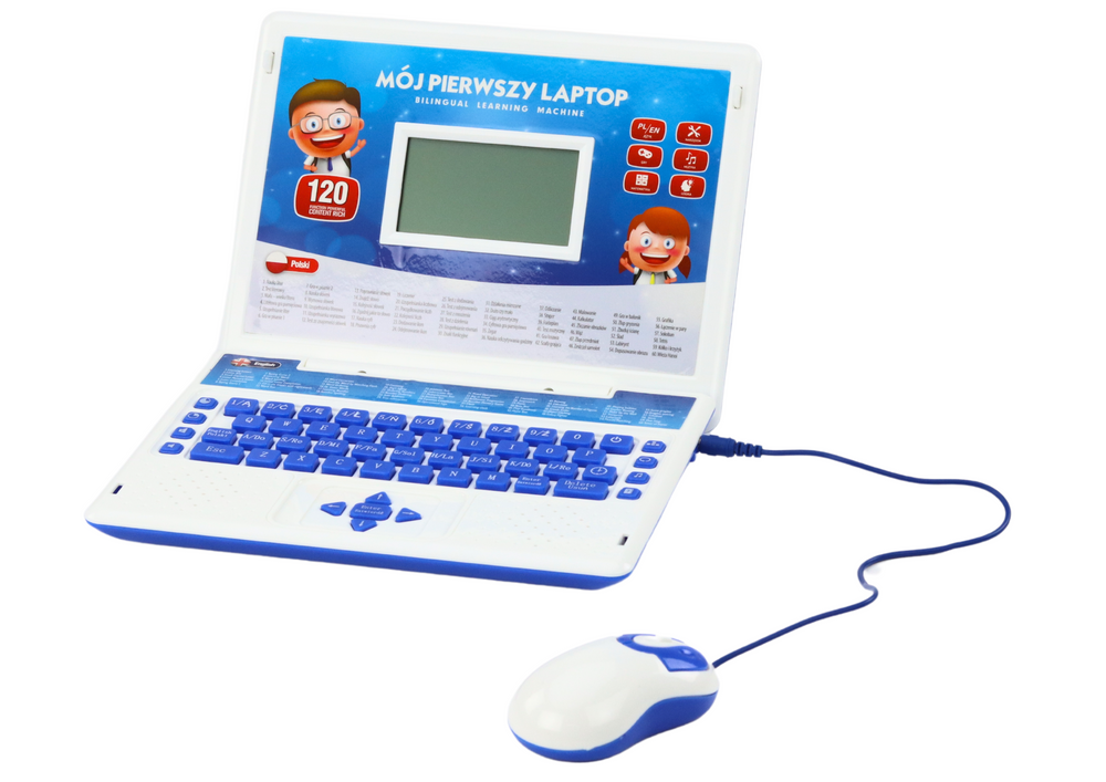 Vzdělávací laptop s myškou pro děti – 60 funkcí, 2 jazyky