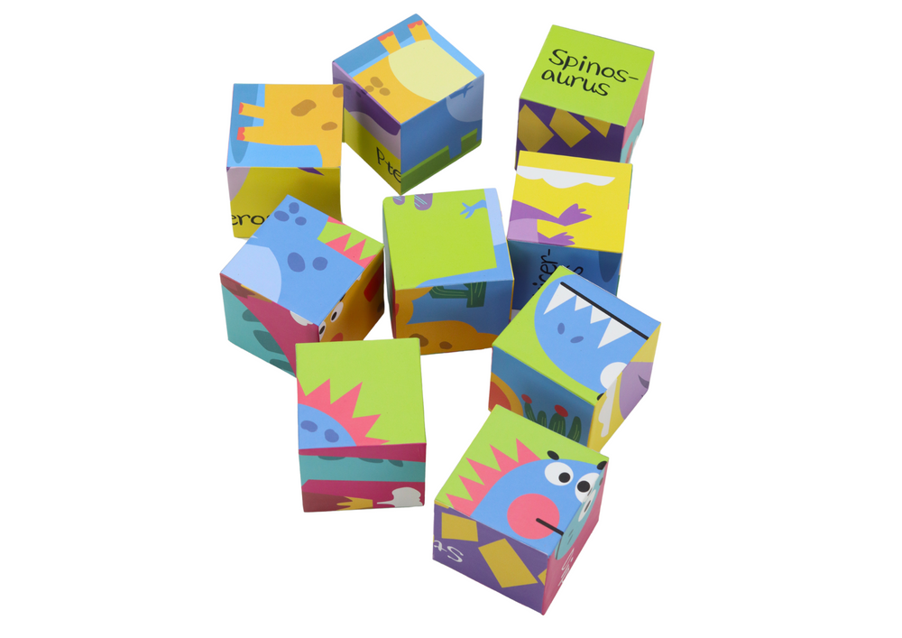Vzdělávací puzzle kostky 6v1 s dinosaury – 9 dílků