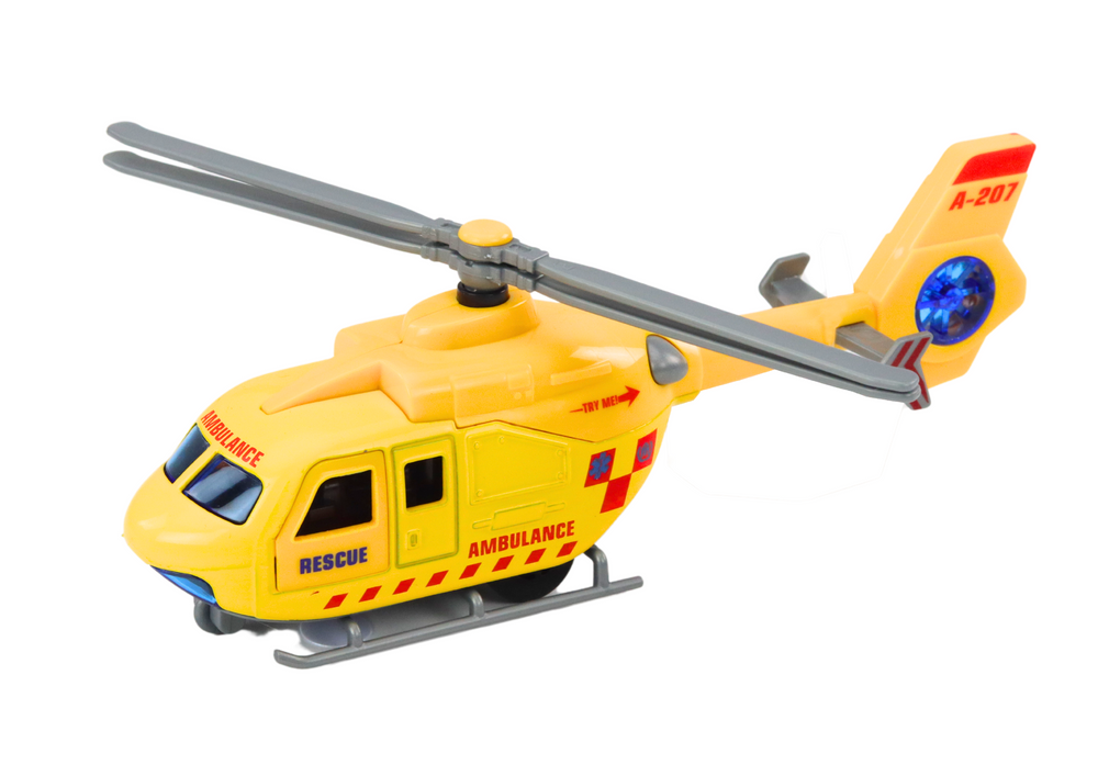 Záchranářský helikoptér kovový s napědem otevírací dveře