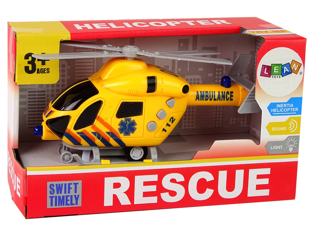 Záchranářský helikopter se zvuky a světly žlutý