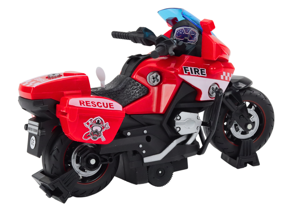 Záchranářský motocykl k rozkládání se světly a zvuky červený